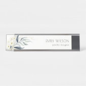 Porte-nom Pour Bureau Bleu Vert Or Feuilleté Botanique Floral Bunch (Devant)