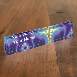 Porte-nom Pour Bureau Bleu VÉTÉRINAIRE de /Purple de SYMBOLE de CADUC