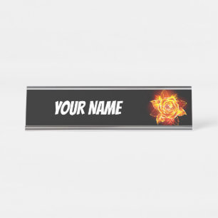 Porte-nom Pour Bureau Blooming Fire Rose