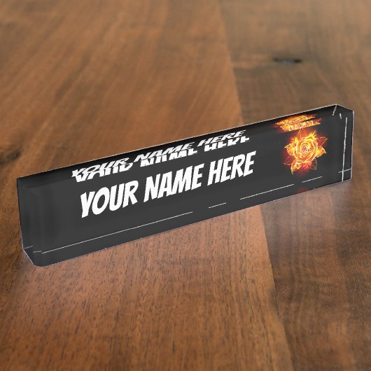 Porte-nom Pour Bureau Blooming Fire Rose (Taille)