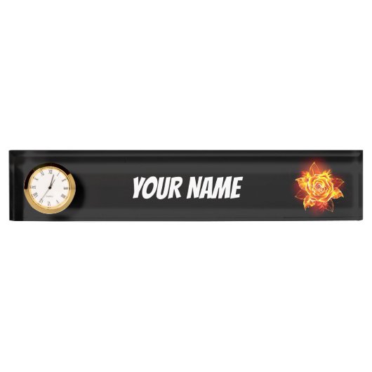 Porte-nom Pour Bureau Blooming Fire Rose (Devant)