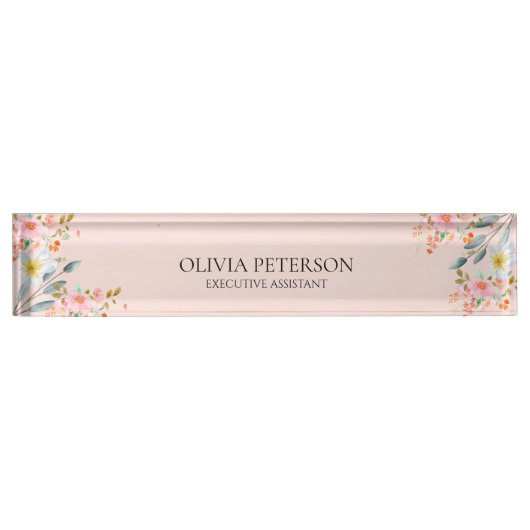 Porte-nom Pour Bureau Blooms professionnels modernes (Devant)