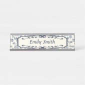 Porte-nom Pour Bureau Blue And Creme Toile (Devant)
