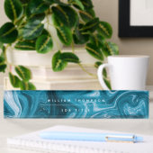 Porte-nom Pour Bureau Blue Beach Waves Abstract