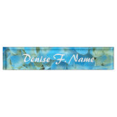 Porte-nom Pour Bureau Blue French Hydrangea Personnalisé Floral (Devant)