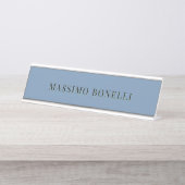 Porte-nom Pour Bureau Blue Grey Minimalist Plain Legible Modern (Devant)