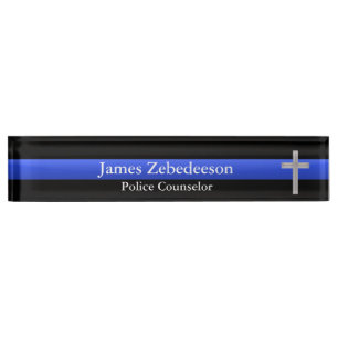 Porte-nom Pour Bureau Blue Line mince - croix de conseiller