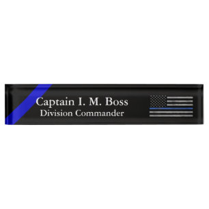 Porte-nom Pour Bureau Blue Line mince - drapeau déchiré en lambeaux