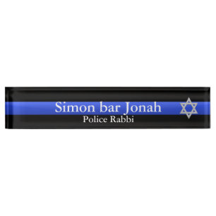 Porte-nom Pour Bureau Blue Line mince - étoile de David