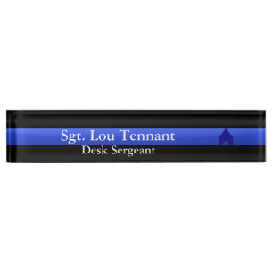Porte-nom Pour Bureau Blue Line mince - grade de rayures de sergent