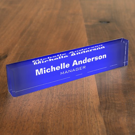 Porte-nom Pour Bureau Blue Professional Manager Modern Plain (Taille)