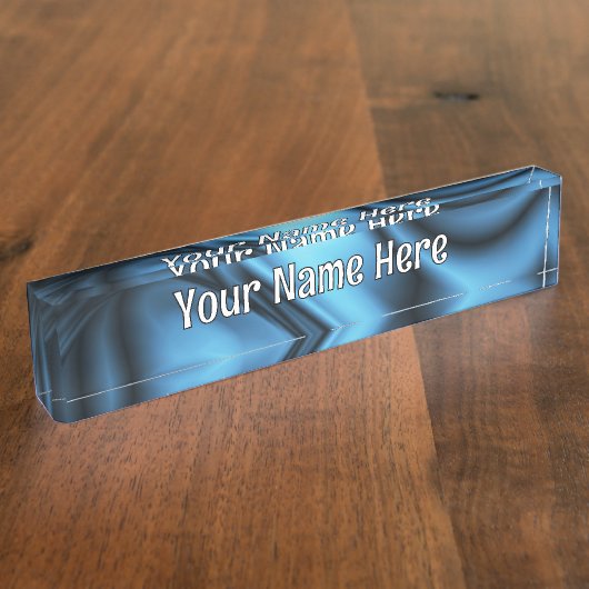 Porte-nom Pour Bureau Blue Silk wave (Taille)