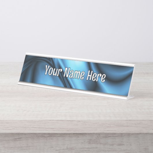 Porte-nom Pour Bureau Blue Silk wave (Devant)
