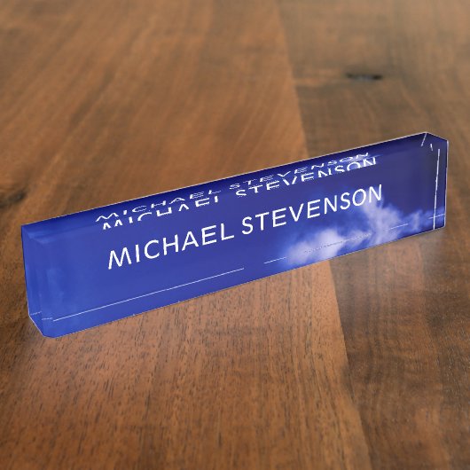 Porte-nom Pour Bureau Blue Sky Unique Chic Moderne Minimal (Taille)