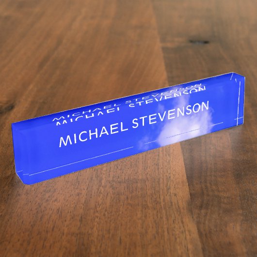 Porte-nom Pour Bureau Blue Sky Unique Chic Moderne Minimal (Taille)