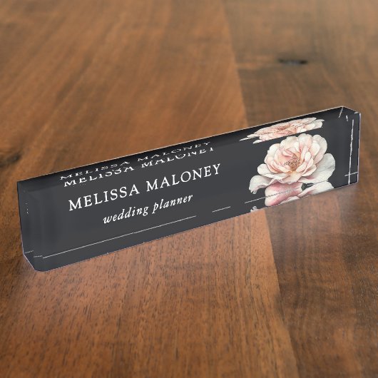 Porte-nom Pour Bureau Blush Pink Painted Rose Black (Taille)