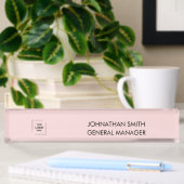 Porte-nom Pour Bureau Blush Rose Logo de Manager Moderne pour Bureau