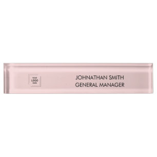 Porte-nom Pour Bureau Blush Rose Logo de Manager Moderne pour Bureau 