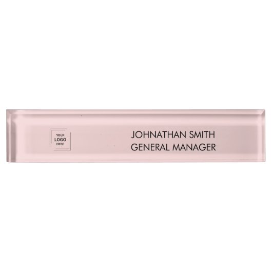 Porte-nom Pour Bureau Blush Rose Logo de Manager Moderne pour Bureau  (Devant)