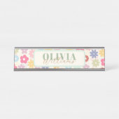 Porte-nom Pour Bureau Boho 70's Retro Daisy Flowers (Devant)