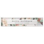 Porte-nom Pour Bureau Boho Blooms | Floral d'aquarelle moderne (Devant)