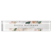 Porte-nom Pour Bureau Boho Blooms | Floral d'aquarelle moderne (Devant)