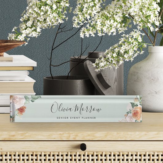 Porte-nom Pour Bureau Boho Blooms | Floral d'aquarelle moderne