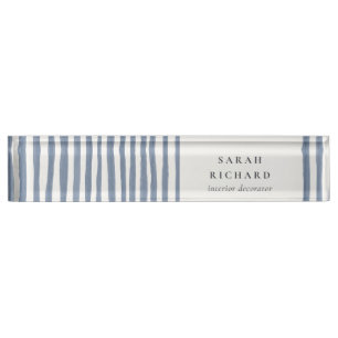 Porte-nom Pour Bureau Boho Chic Bleu Crépuscule Aquarelle Bandes Dessiné