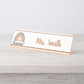 Porte-nom Pour Bureau Boho Modern Rainbow Teacher Apple (Devant)