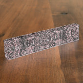 Porte-nom Pour Bureau Boho Rose Gold Grey Mandala Design élégant (Taille)