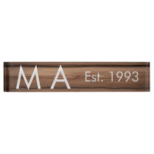 Porte-nom Pour Bureau boho rustique Brown ajouter nom lettre année date