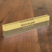 Porte-nom Pour Bureau Bois bambou motif marron et beige (Taille)