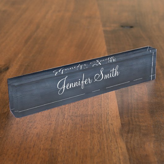 Porte-nom Pour Bureau Bois Bleu Foncé Faux (Taille)