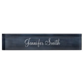 Porte-nom Pour Bureau Bois Bleu Foncé Faux (Devant)