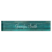 Porte-nom Pour Bureau Bois de Turquoise Faux foncé (Devant)