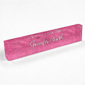 Porte-nom Pour Bureau Bois Rose Chaud Faux