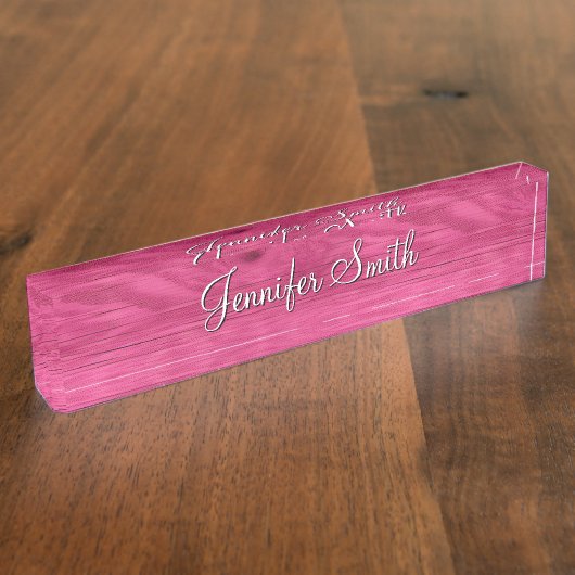 Porte-nom Pour Bureau Bois Rose Chaud Faux (Taille)