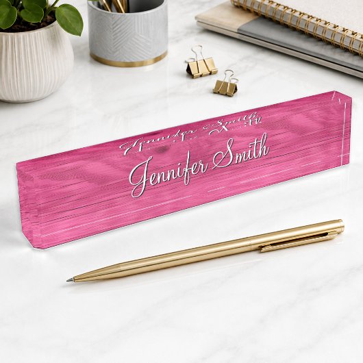 Porte-nom Pour Bureau Bois Rose Chaud Faux