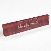 Porte-nom Pour Bureau Bois rouge faux