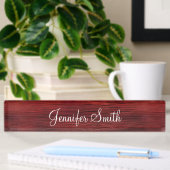 Porte-nom Pour Bureau Bois rouge faux