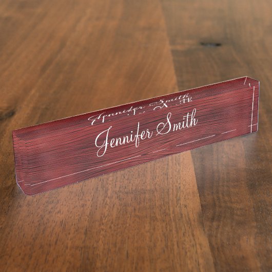 Porte-nom Pour Bureau Bois rouge faux (Taille)