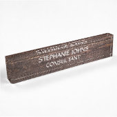 Porte-nom Pour Bureau Bois rustique Monogramme Brown Nom Classy Élégant