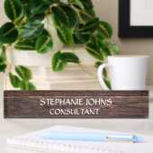 Porte-nom Pour Bureau Bois rustique Monogramme Brown Nom Classy Élégant
