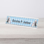 Porte-nom Pour Bureau Bonne Mère Chat Trois Chatons Chatons Vaches Plaid (Devant)