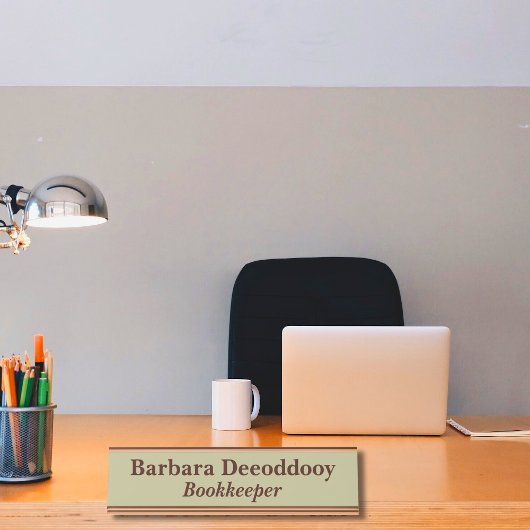 Porte-nom Pour Bureau Bookkeeper Sage Green