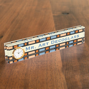 Porte-nom Pour Bureau Bordure en verre verni Art déco