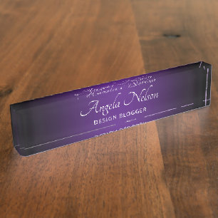 Porte-nom Pour Bureau Bordure noire ombre royale violette