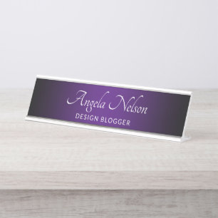 Porte-nom Pour Bureau Bordure noire ombre royale violette