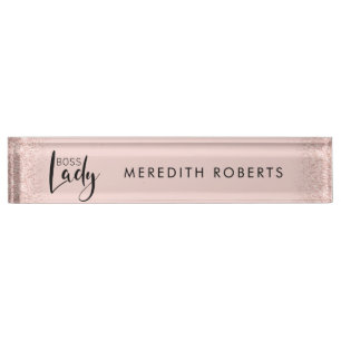 Porte-nom Pour Bureau Boss Lady Rose Gold Blush Parties scintillant pers