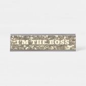 Porte-nom Pour Bureau Boss Parties scintillant or Faux Métal (Devant)